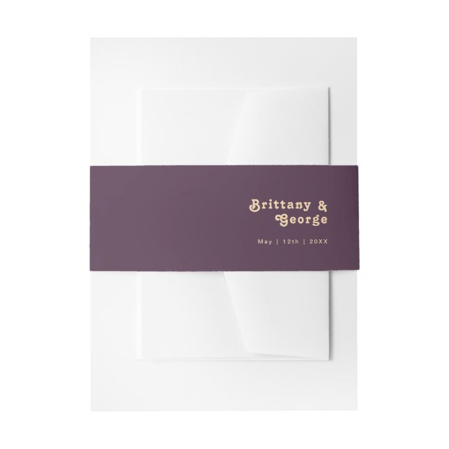 Modern Retro | Dark Purple Invitation Belly Band (Front Example)