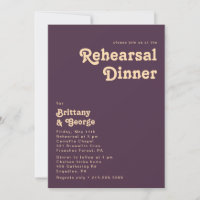 Modern Retro | Dark Purple Rehearsal Dinner