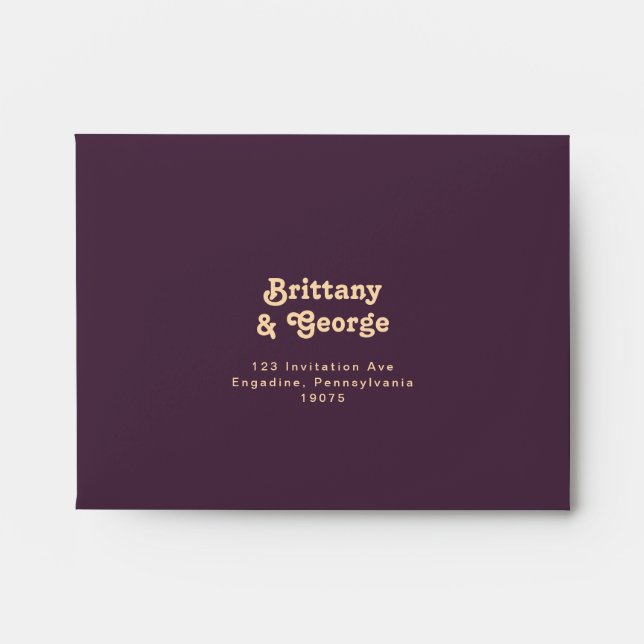 Modern Retro | Dark Purple Self Addressed RSVP Envelope (Front)