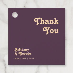 Modern Retro   Dark Purple Thank You Favour Tags