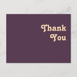 Modern Retro   Dark Purple Wedding Thank You Postcard