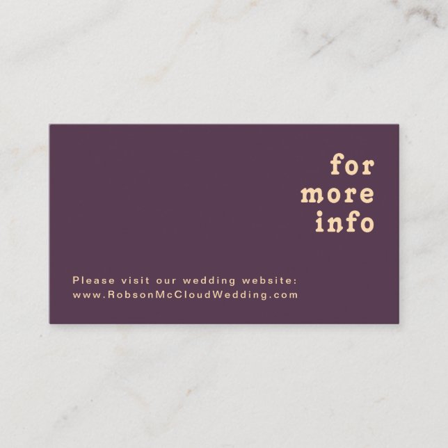 Modern Retro | Dark Purple Wedding Website Enclosure Card (Front)