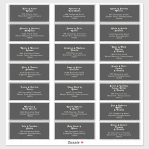 Modern Retro   Dark Wedding Guest Address Labels