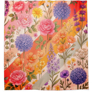 Modern Retro Diagonal Stripe & Watercolor Garden