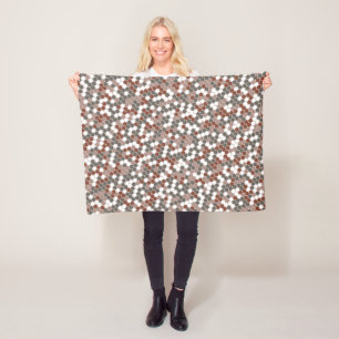 Modern retro dots pattern fleece blanket