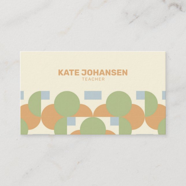Modern Retro Earth Tone Geometric Business Card (Front)
