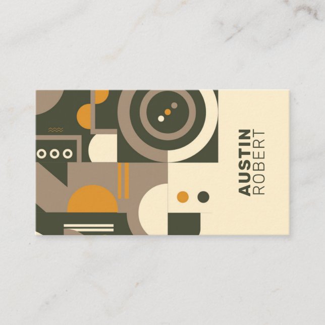 Modern Retro Earth Tone Geometric Business Card (Front)