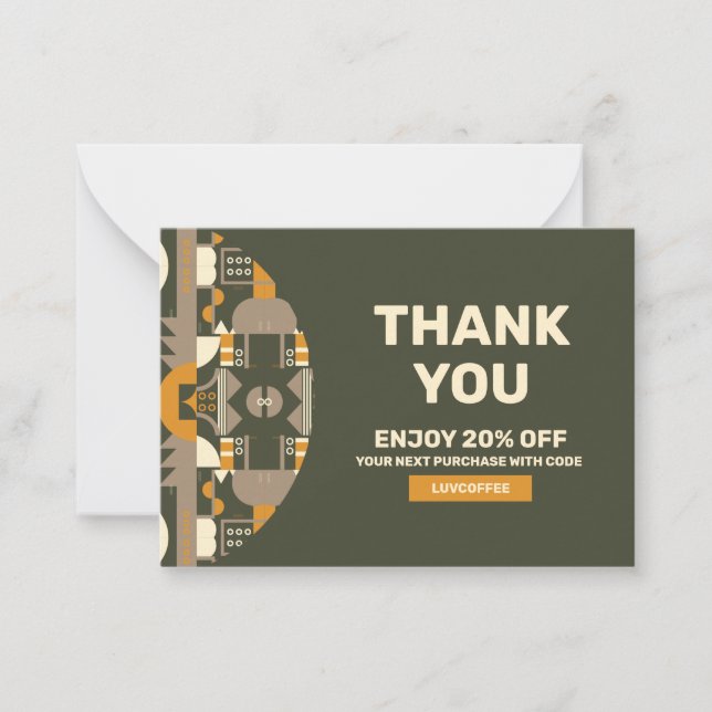 Modern Retro Earth Tone Geometric Note Cards (Front)