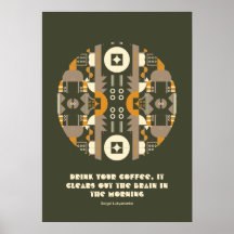 Modern Retro Earth Tone Geometric Poster
