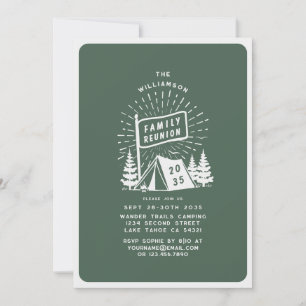 Modern Retro Family Reunion Outdoor Camping Trees  Invitation