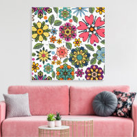 Modern Retro Floral Drawing Seamless Pattern Art
