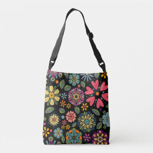 Modern Retro Floral Drawing Seamless Pattern Art Crossbody Bag