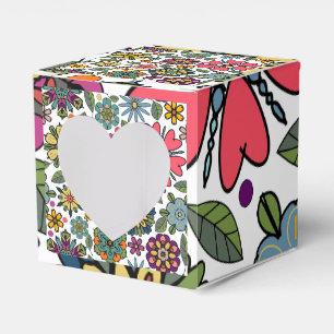 Modern Retro Floral Drawing Seamless Pattern Art  Favor Box