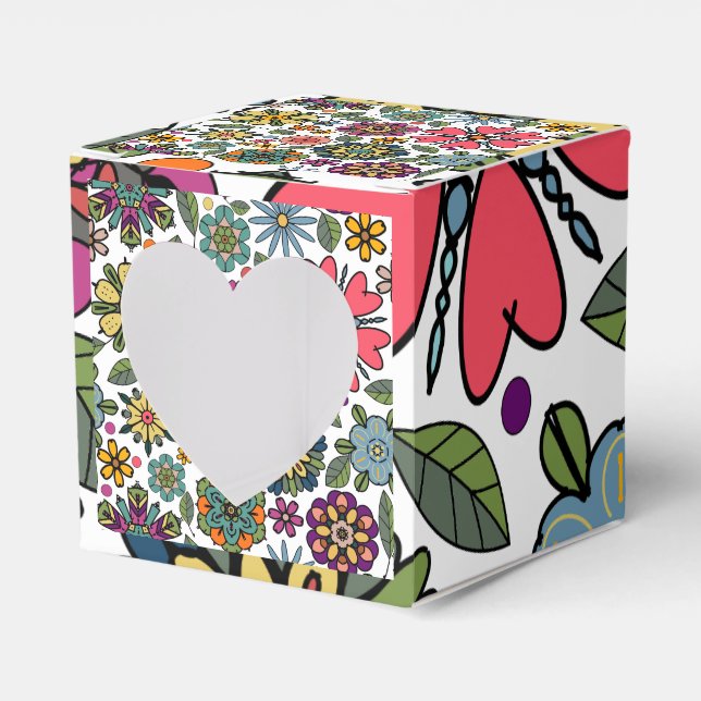 Modern Retro Floral Drawing Seamless Pattern Art  Favor Box (Front Side)