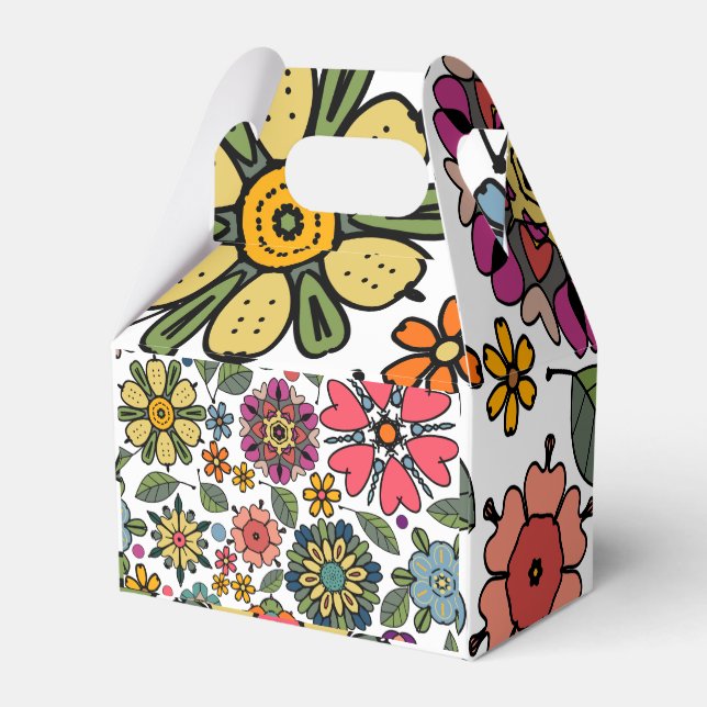 Modern Retro Floral Drawing Seamless Pattern Art Favor Box (Back Side)