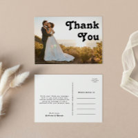 Modern Retro Full Photo Wedding Thank You