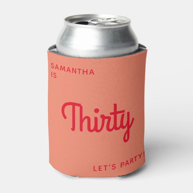 Modern Retro Fun Bright Personalized 30 birthday Can Cooler (Can Front)