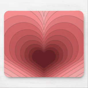 Modern Retro Funky Pink Red Heart Mousepad
