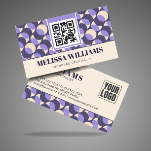 Modern Retro Geometric Pattern Lavender Cream  Business Card