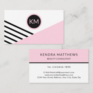 Modern Retro Geometric Pop Art with Monogram Business Card