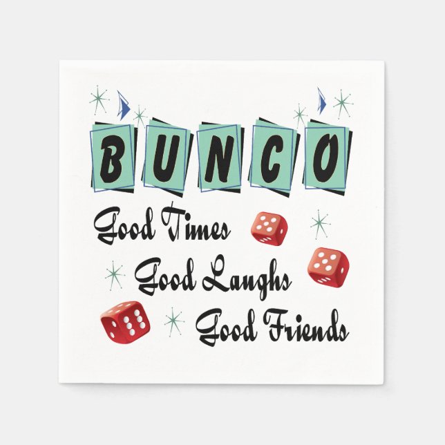 Modern Retro Good Friends Dice Bunco  Napkin (Front)