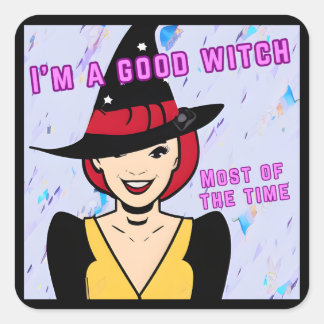 Modern Retro Good Witch Meme Colour Pop Art Square Sticker
