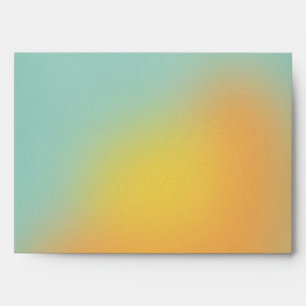 Modern Retro Gradient Ombré Mint Orange Wedding Envelope