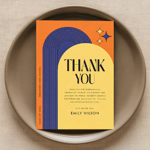 Modern Retro Graduate Graduation Party Thank You Card