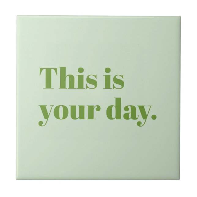 Modern Retro - Green Editable Custom Affirmation  Tile (Front)