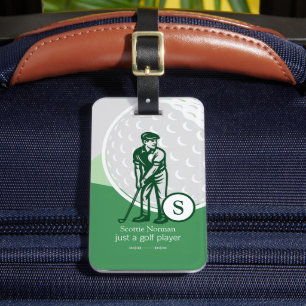 Modern Retro Green Luggage Tag for Golfers