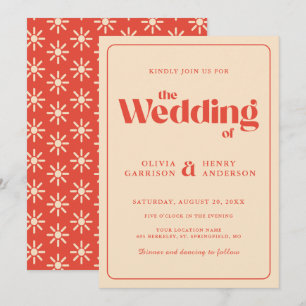 Modern Retro Groovy 70s Vintage Wedding Invitation
