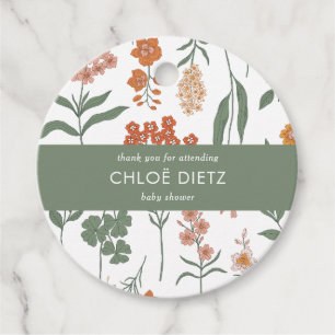 Modern Retro Groovy Baby Shower Thank You Favour Tags