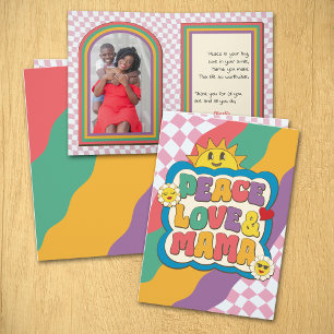 Modern Retro Groovy Typography Photo Mother's Day Card