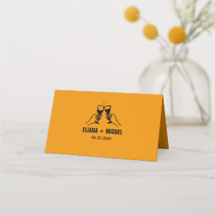 modern retro hand draw wedding place card