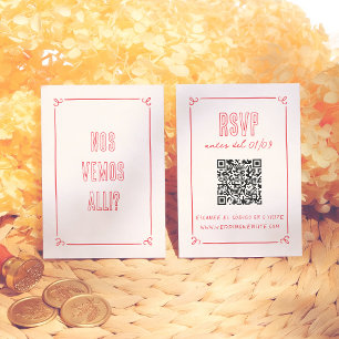 Modern Retro Hand Drawn QR Spanish Wedding RSVP Enclosure Card
