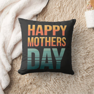 Modern Retro Happy Mothers Day Throw Pillow