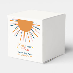 Modern Retro Here Comes The Son Baby Shower Favor Box