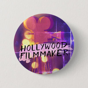 Modern Retro Hollywood Filmmaker in Pink 2 Inch Round Button