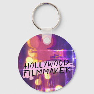 Modern Retro Hollywood Filmmaker in Pink Keychain