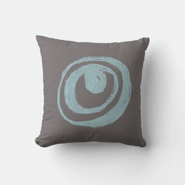 Modern Retro Inspired Squares in Grey Blue Throw P Pillow (Front)