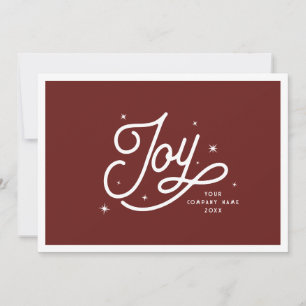 Modern Retro Joy Christmas Business Corporate Red Holiday Card