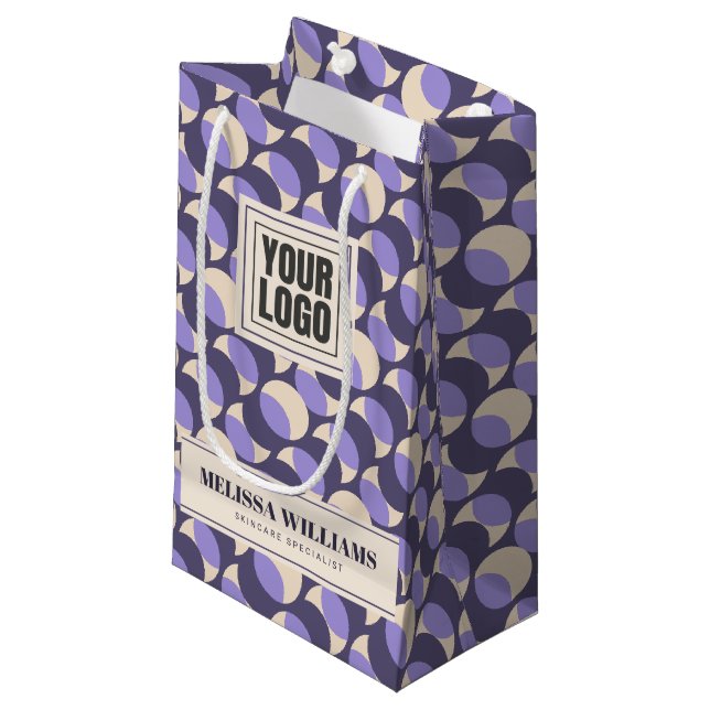 Modern Retro Lavender Geometric  Small Gift Bag (Front Angled)