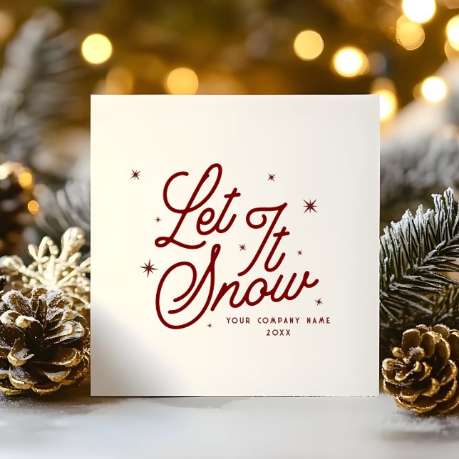 Modern Retro Let It Snow Christmas Business Name  Holiday Card (Creator Uploaded)