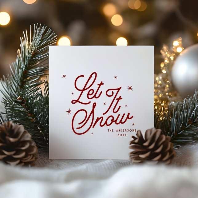 Modern Retro Let It Snow Christmas Script | Red Holiday Card (Creator Uploaded)
