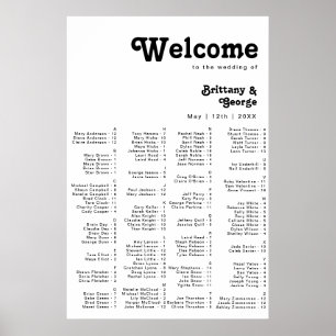 Modern Retro Lettering Alphabetical Seating Poster