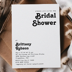 Modern Retro Lettering Bridal Shower Invitation
