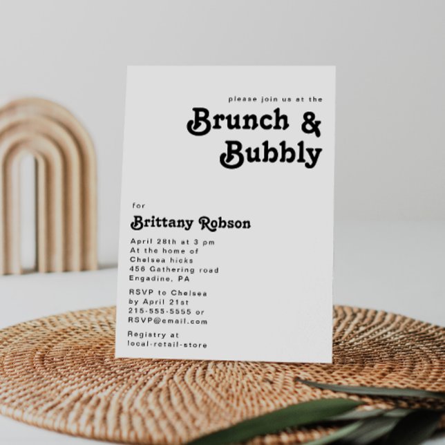 Modern Retro Lettering Brunch and Bubbly Invitation (Creator Uploaded)