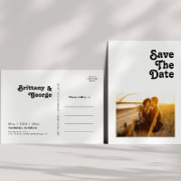 Modern Retro Lettering Photo Save The Date Invitat