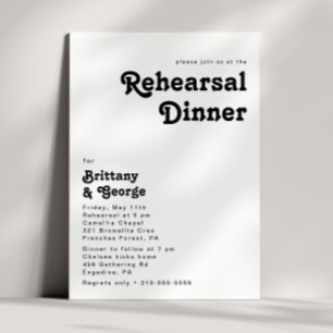 Modern Retro Lettering Rehearsal Dinner Invitation