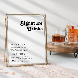 Modern Retro Lettering Signature Drinks Sign